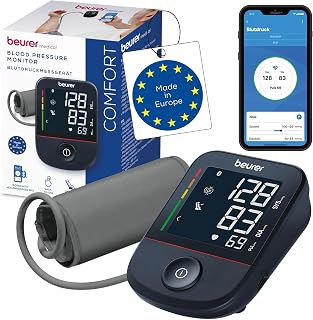 Beurer BM 48 Oberarm Blutdruckmessgerät, Ein-Knopf-Bedienung, mit App | Sanfte Messung mit Inflatio...