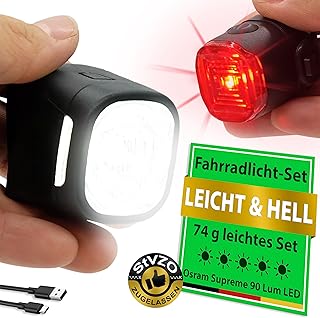 WIDDER Fahrradlicht Vorne & Hinten als Set – Sehr Hell 90 Lum LED – USB C | Fahrrad Licht Aufladbar – Fahrradlichterset Front & Rücklicht StVZO Zugelassen – Fahrradbeleuchtung Rennrad MTB Kinderfahrrad