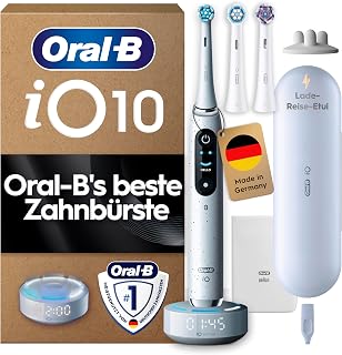 e Anzeige – Oral-B iO Series 10 Elektrische Zahnbürste, Weiß | Inkl. 3 Aufsteckbürsten, Lade-Reise-Etui, iOSens...